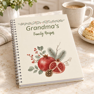Personalized Pomegranate Grandma's Family Recipe Notebook