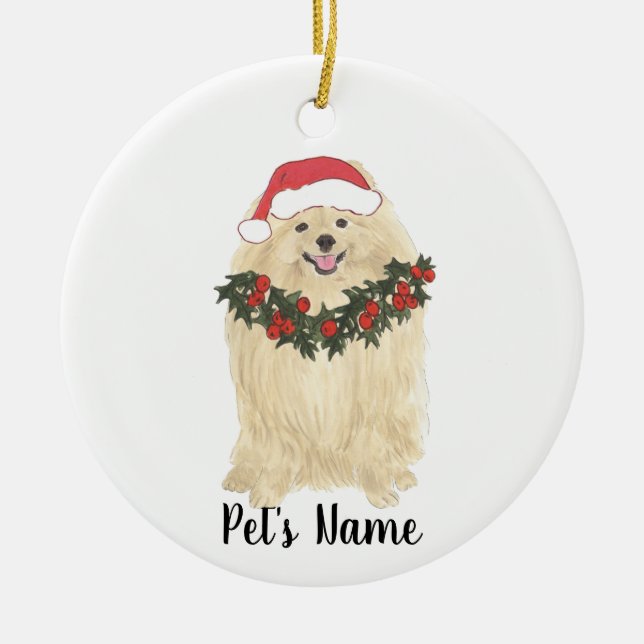 Personalized Pomeranian Ceramic Ornament (Front)