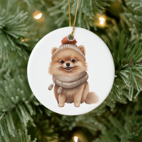 Personalized Pomeranian Dog Art Ceramic Ornament