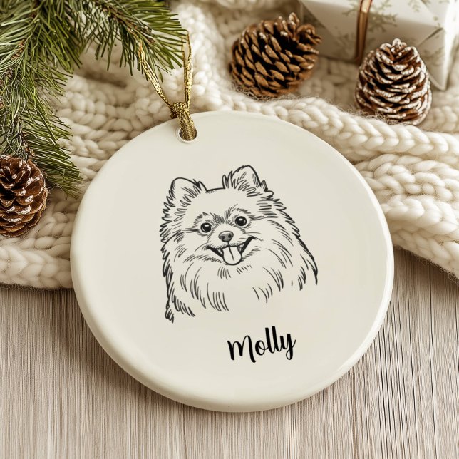 Personalized Pomeranian Dog Christmas Ceramic Ornament (Creator Uploaded)