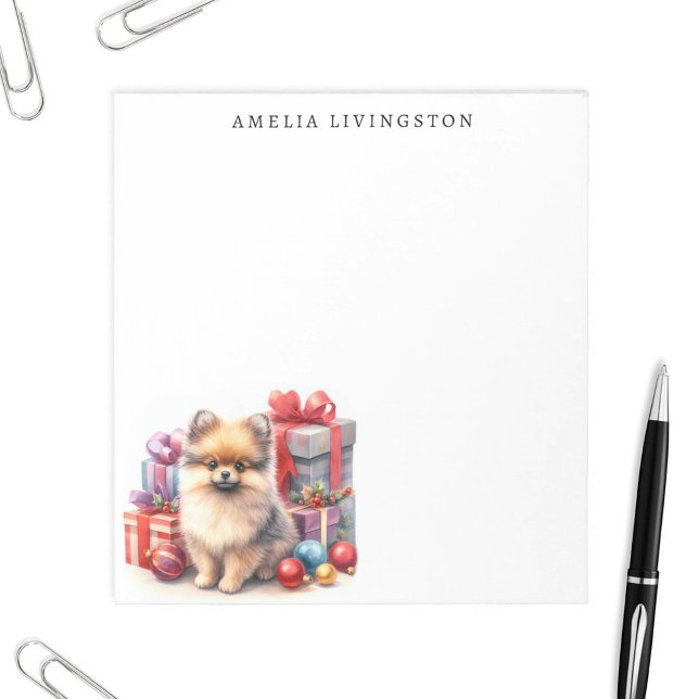 Personalized Pomeranian Puppy Dog Christmas  Notepad (Creator Uploaded)