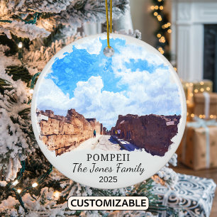 Personalized Pompeii Ornament, Italy Gift Ceramic Ornament