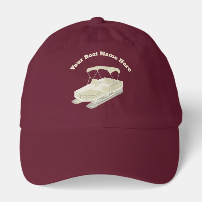 Personalized Pontoon Boat Cream Graphic Hat (Front)