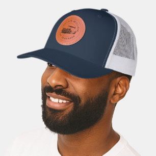 Personalized Pontoon Boat Owners Distressed Style Leather Patch Hat