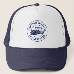 Personalized Pontoon Boat Owners Distressed Style Trucker Hat