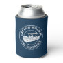 Personalized Pontoon Boat Owners White Navy Can Cooler