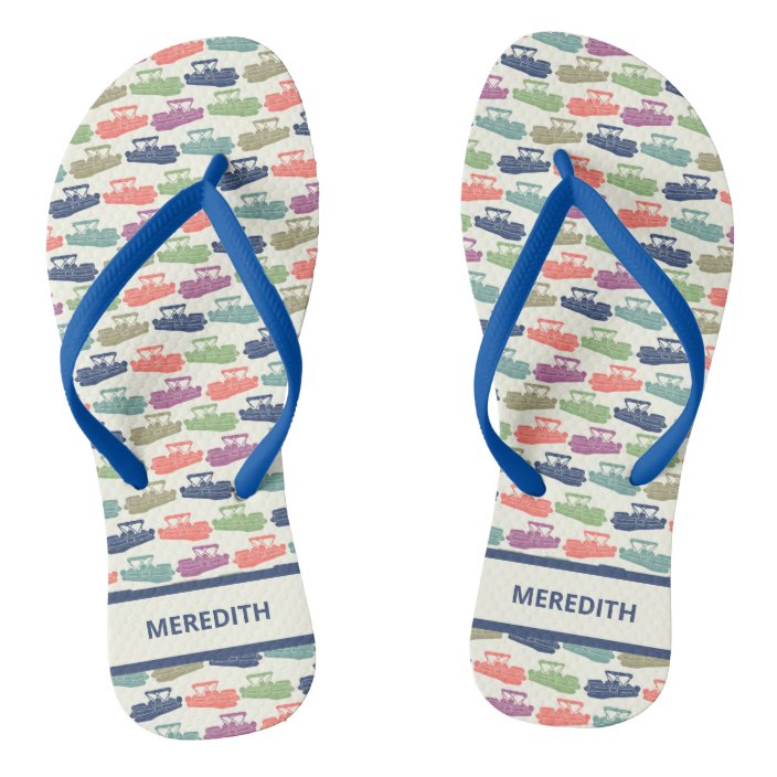 Personalized Pontoon Boats Pattern Custom Flip Flops Zazzle