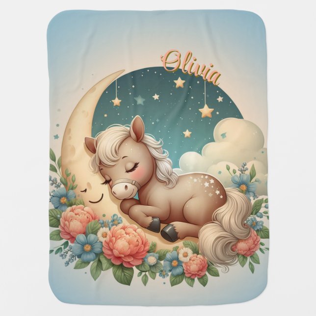 Personalized pony Baby Blanket  (Front)