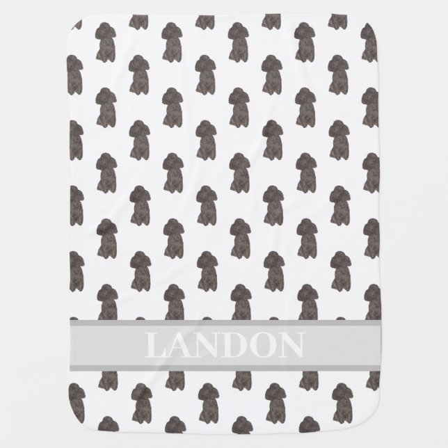 Personalized Poodle (Black) Baby Blanket (Front)