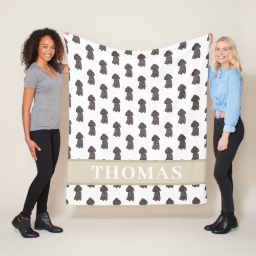 Personalized Poodle Black Fleece Blanket