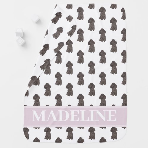 Personalized Poodle Black Pink  White Baby Blanket