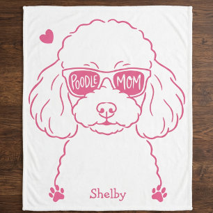Personalized Poodle Blanket for Dog Mom Rose Pink