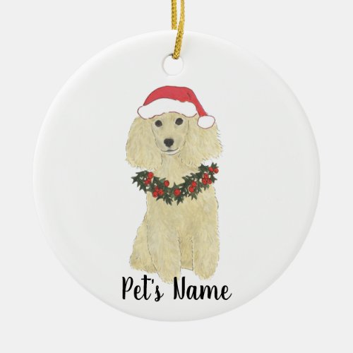 Personalized Poodle Blonde Golden Tan Ceramic Ornament