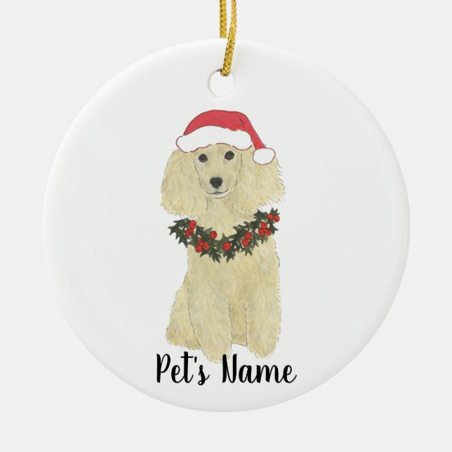 Personalized Poodle (Blonde Golden Tan) Ceramic Ornament (Front)