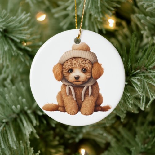 Personalized Poodle Dog Art Ceramic Ornament