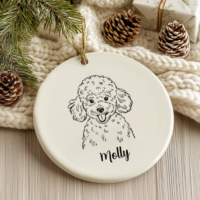 Personalized Poodle Dog Christmas Ceramic Ornament (Creator Uploaded)