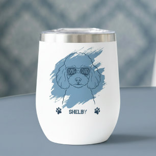 Personalized Poodle Dog Dad Ice Blue Wine Tumbler