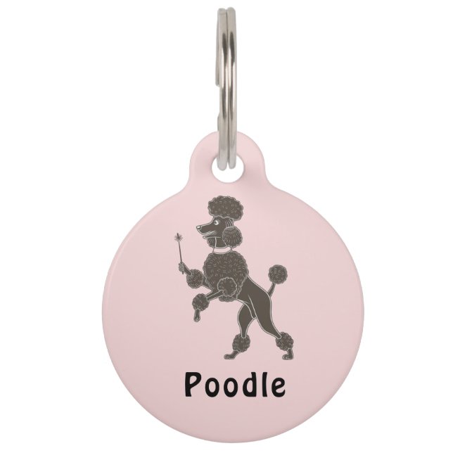 Personalized  Poodle Dog Name Pet Tag (Front)