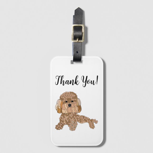 Personalized Poodle Dog Travel Luggage Tag (Front Vertical)