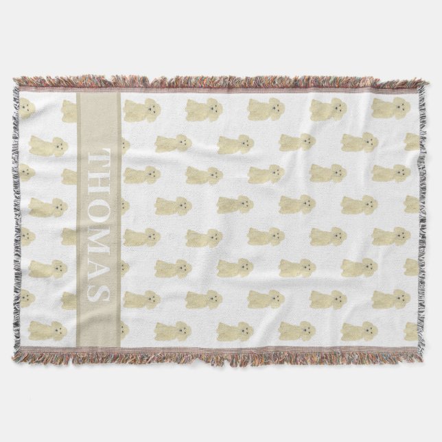 Personalized Poodle (Fawn Tan Blonde Golden) Throw Blanket (Front)