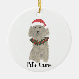 Personalized Poodle (Gray Silver) Ceramic Ornament