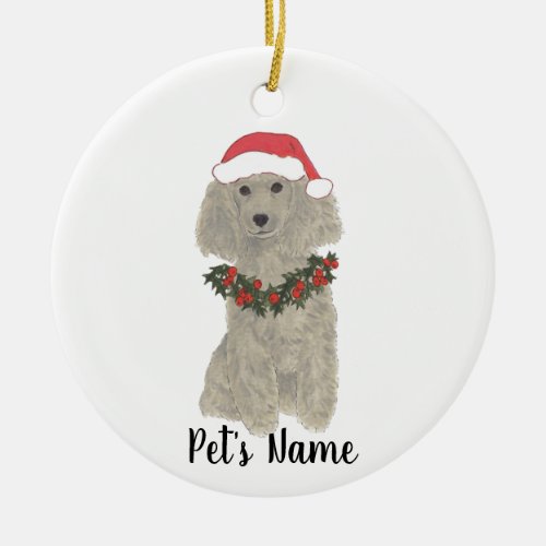 Personalized Poodle Gray Silver Ceramic Ornament