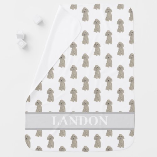 Personalized Poodle Grey Silver Baby Blanket