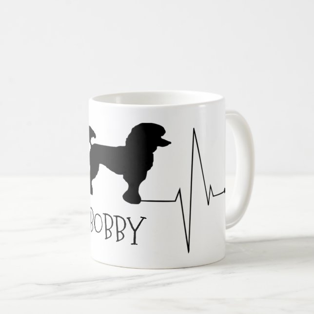 Personalized Poodle Love My Dog Heart Beat Coffee Mug (Front Right)