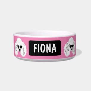 Personalized Poodle Pattern Cute Pink Bowl