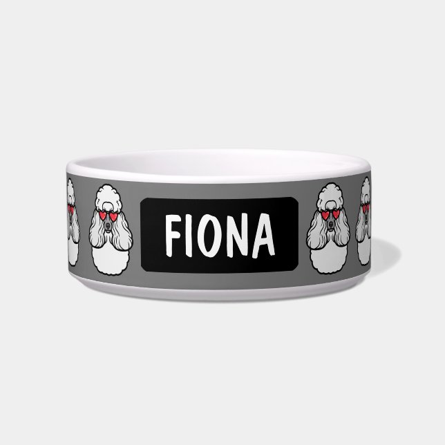 Personalized Poodle Pattern Funny Bowl (Front)
