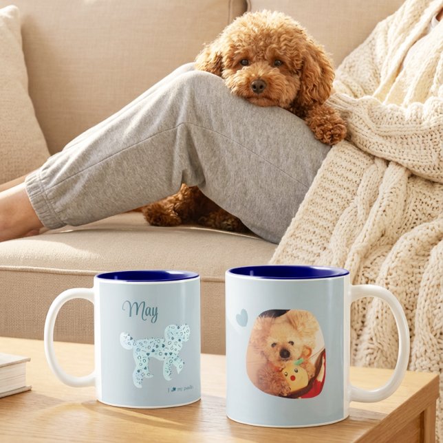 Personalized Poodle Photo Mug Double-Sided Blue (Creator Uploaded)