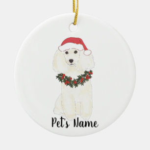 Personalized Poodle (White) Ceramic Ornament