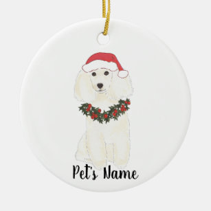 Personalized Poodle (White) Ceramic Ornament