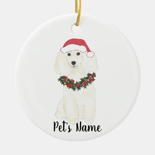 Personalized Poodle White Ceramic Ornament