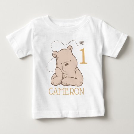 Personalized Pooh First Birthday Baby T-shirt
