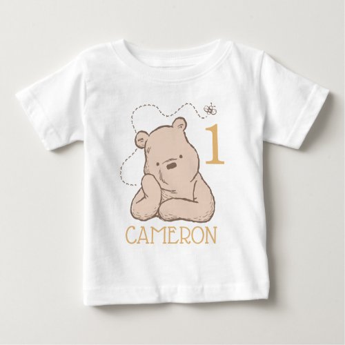 Personalized Pooh First Birthday Baby T_Shirt