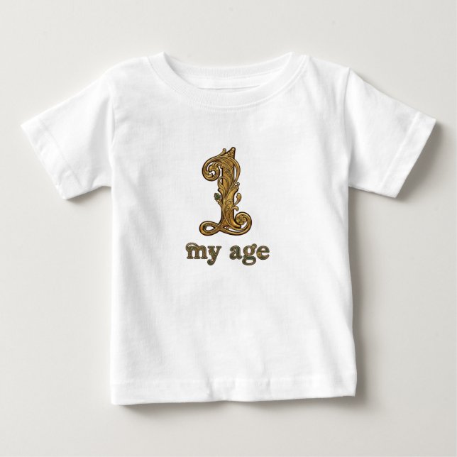 Personalized Pooh First Birthday Baby T-Shirt (Front)