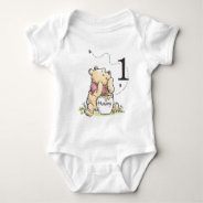 Personalized Pooh Watercolor First Birthday Baby Bodysuit at Zazzle