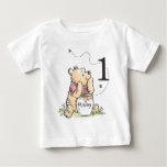 Personalized Pooh Watercolor First Birthday Baby T-shirt at Zazzle