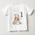 Personalized Pooh Watercolor First Birthday Baby T-Shirt<br><div class="desc">Look who's ONE! Celebrate your little one's first birthday with this super cute Winnie the Pooh Birthday shirt. Personalize by adding your child's age.</div>