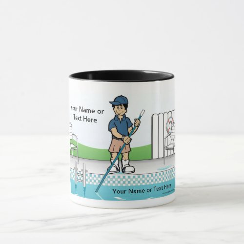 Personalized Pool Cleaner _ Male Cartoon Mug