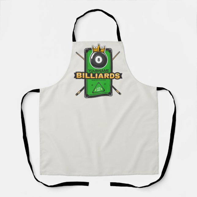 Personalized Pool Hall NAME 8 Ball Crown Billiards Apron (Front)
