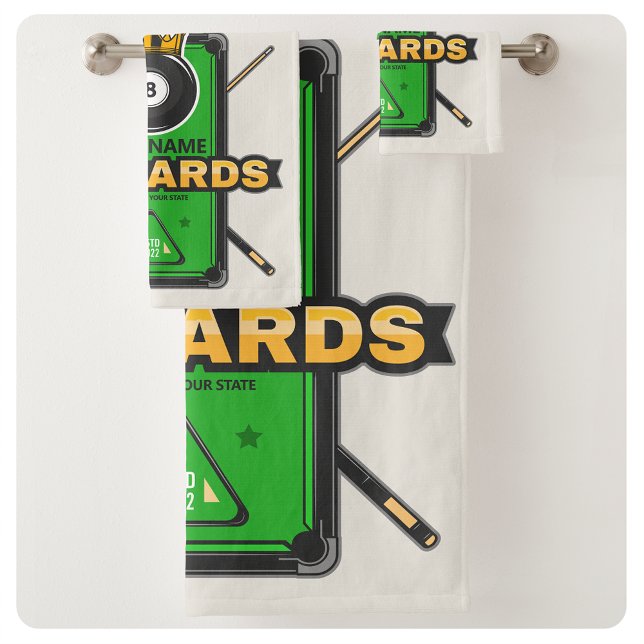 Personalized Pool Hall NAME 8 Ball Crown Billiards Bath Towel Set (Creator Uploaded)