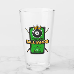 Personalized Pool Hall NAME 8 Ball Crown Billiards Glass
