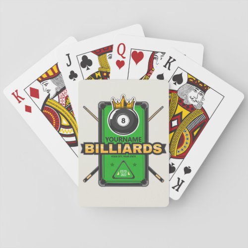 Personalized Pool Hall NAME 8 Ball Crown Billiards Poker Cards