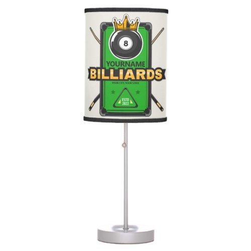 Personalized Pool Hall NAME 8 Ball Crown Billiards Table Lamp