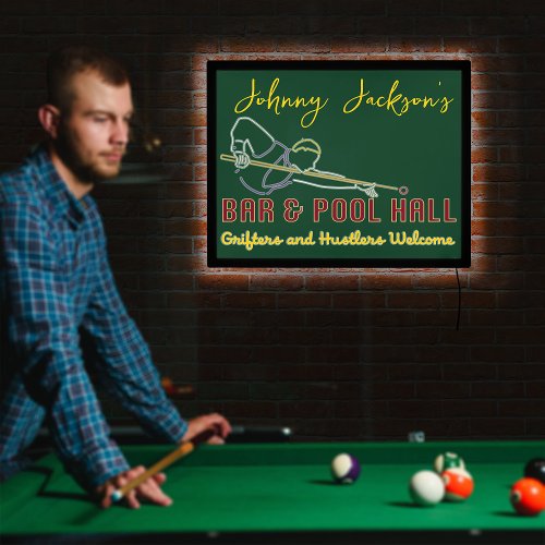 Personalized Pool Hall Neon Glow Style Game Room LED Sign