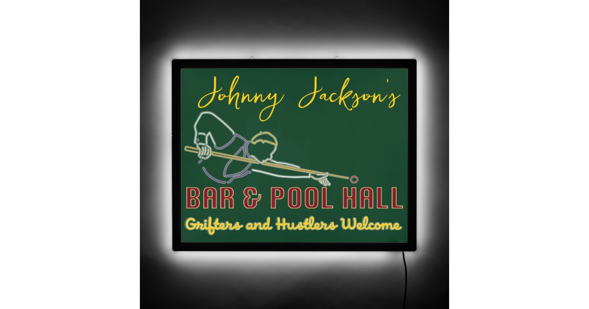 Personalized Pool Hall Neon Glow Style Game Room LED Sign | Zazzle