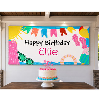 Personalized Pool Party Birthday Banner