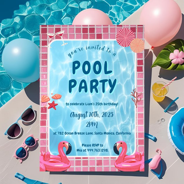 Personalized Pool Party Birthday Invitation (Creator Uploaded)